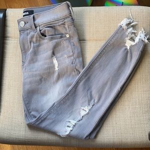 Express, gray, distressed jeggings